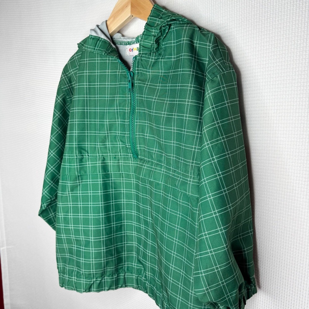 Vintage Rainbow Gymboree Green Grid Print Hooded Windbreaker Jacket Kids ML
